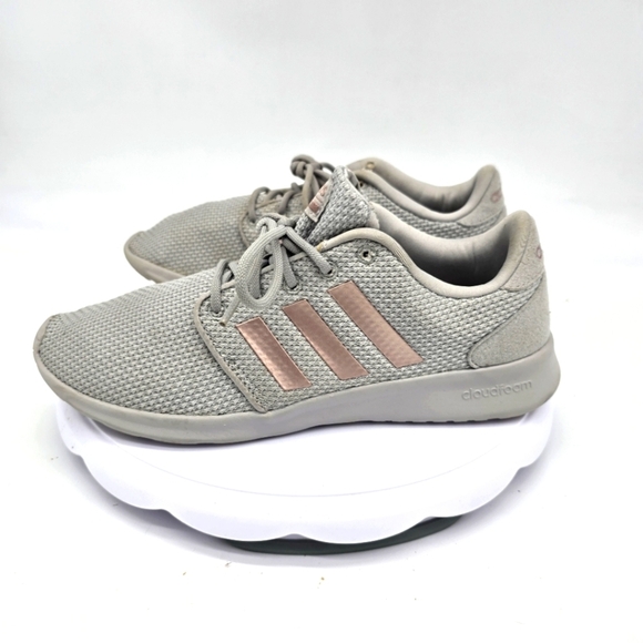 Adidas Shoes Women's 8.5 Cloudfoam QT Gray Racer Sneakers - Picture 1 of 7